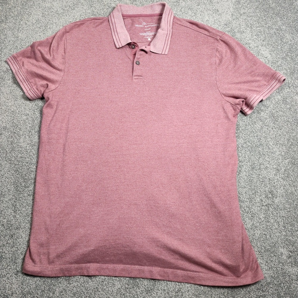 Marc Anthony Mens Red Heathered Short Sleeve Polo Shirt Size Large